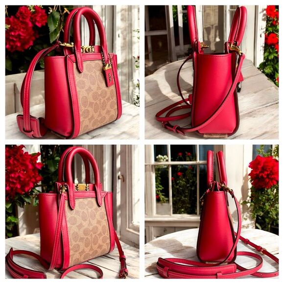 🍎 Coach 1941 Troupe Tote 16 in Signature Canvas & 1941 Red / Brass MSRP $425 - Picture 4 of 16
